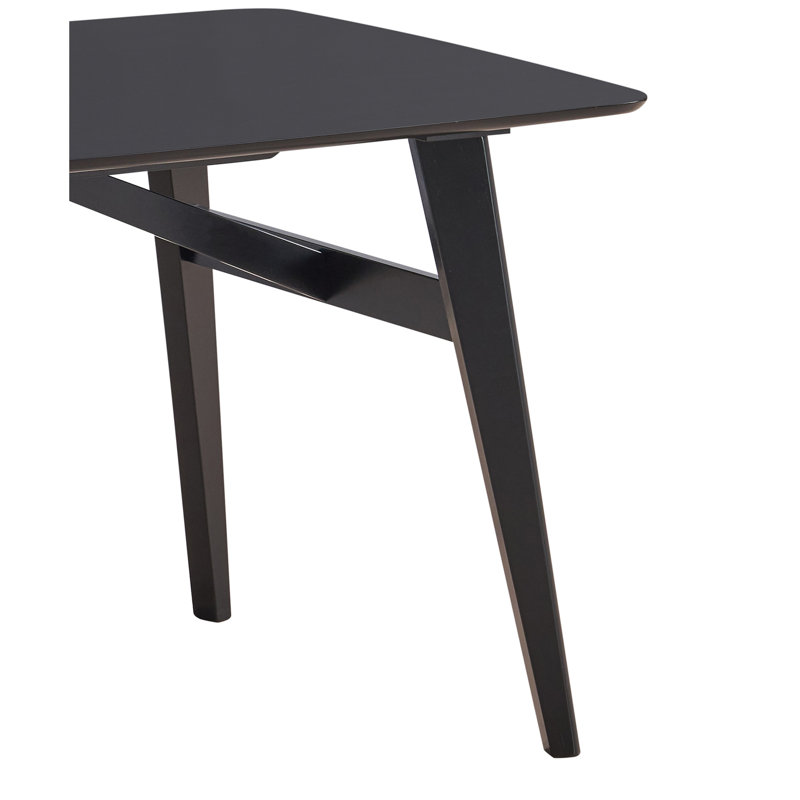 Table de salle à manger fixe noire avec placage en bois d'hévéa Limite de poids de 35 po de profondeur 71 po de largeur 30 po de hauteur et 100 lb