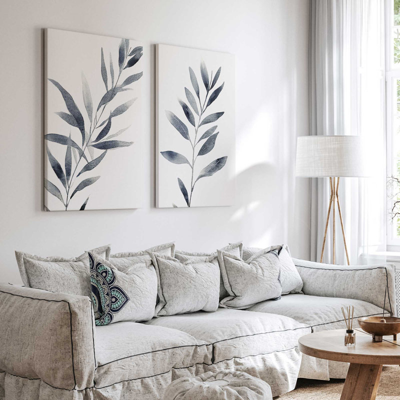 2 - Pièces sur toile, Toile tendue, H 18 po x l 12 po, Bleu