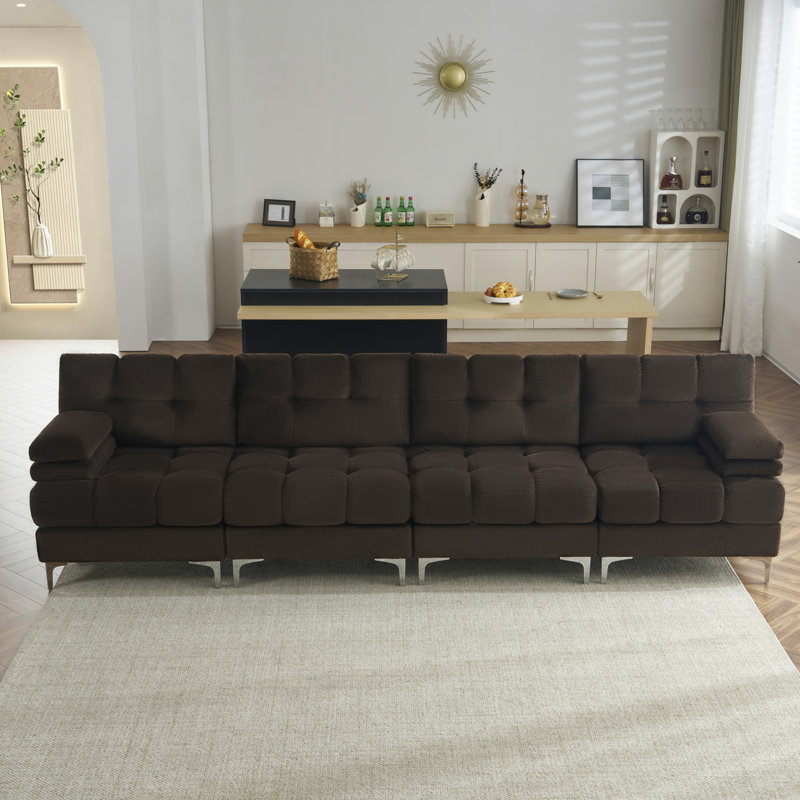 Modular Sectional Couch,124 Inch Sectional Sofa With Metal Legs, Modern U Shaped Sofa For Living Room(Chenille), White, 8