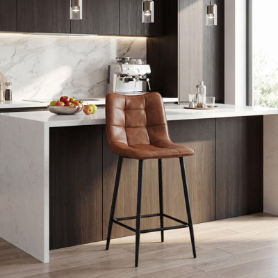 Upholstered Faux Leather Bar Stool