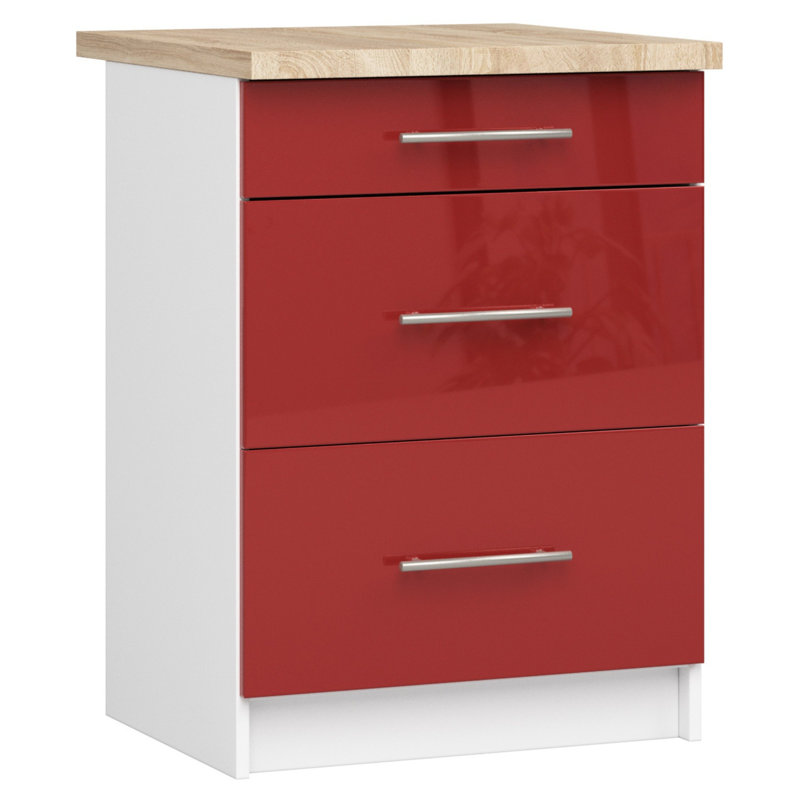 OLIWIA kitchen base cabinet in white and red gloss