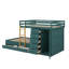 Lit superposé avec tiroirs de rangement et garde-robe, structure de lit superposé en bois avec échelle et garde-corps-335537069
