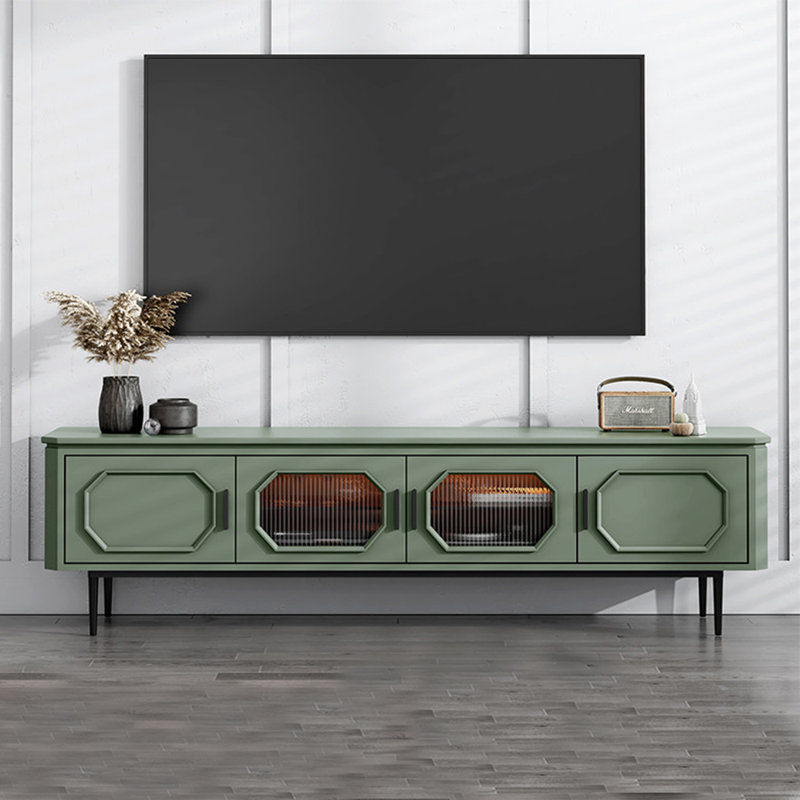 American retro living room TV stand, Green, 22.13”H x 86.61”W x 15.75”D
