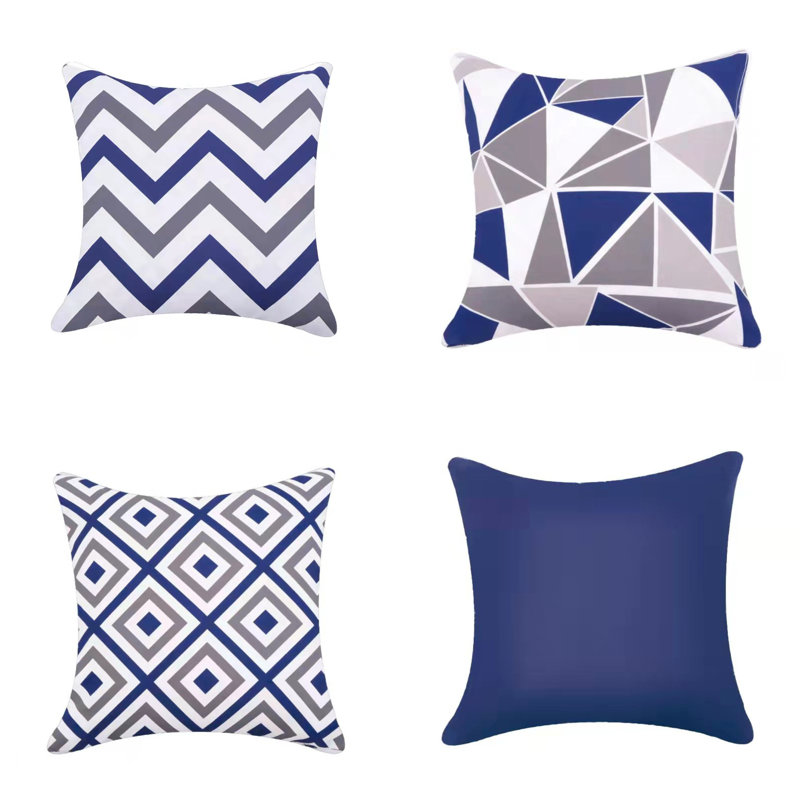 Batina Indoor / Outdoor Geometric Square Throw Pillow Cover, Blue