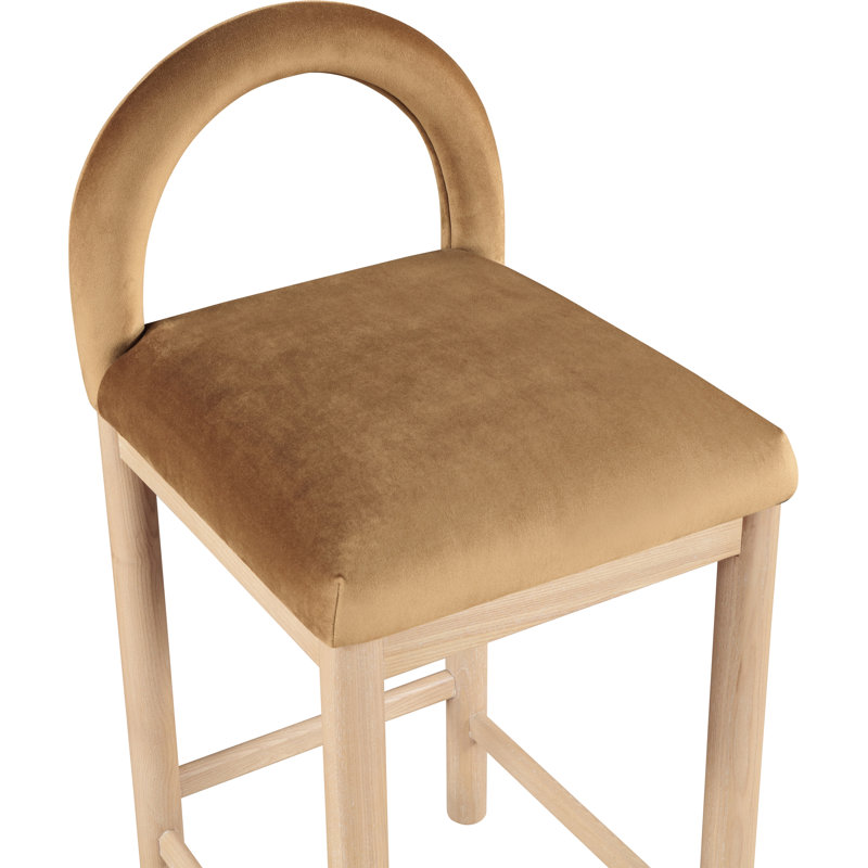 Conrad Letcher Velvet Counter Stool, Saddle Velvet Seat/Natural Frame