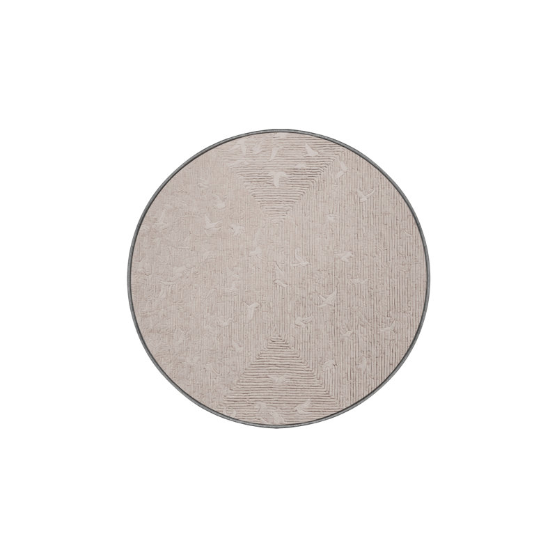Tapis gris soyeux et moelleux, Rond 4 pi