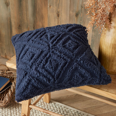 Geo Fleece Square Throw Cushion With Filling
