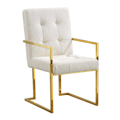 Tufted Linen Upholstered Back Arm Chair Dining Chair -  Everly Quinn, BE8D958D1E4B4E67ABF7E673D705468F