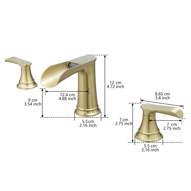 Bathroom Faucets for Sink 3 Hole Black 8 inch Widespread Bathroom Sink Faucet with Pop Up Drain Double Lever Handle Faucet Bathroom Vanity Faucet Basin Mixer Tap Faucet with Hose
