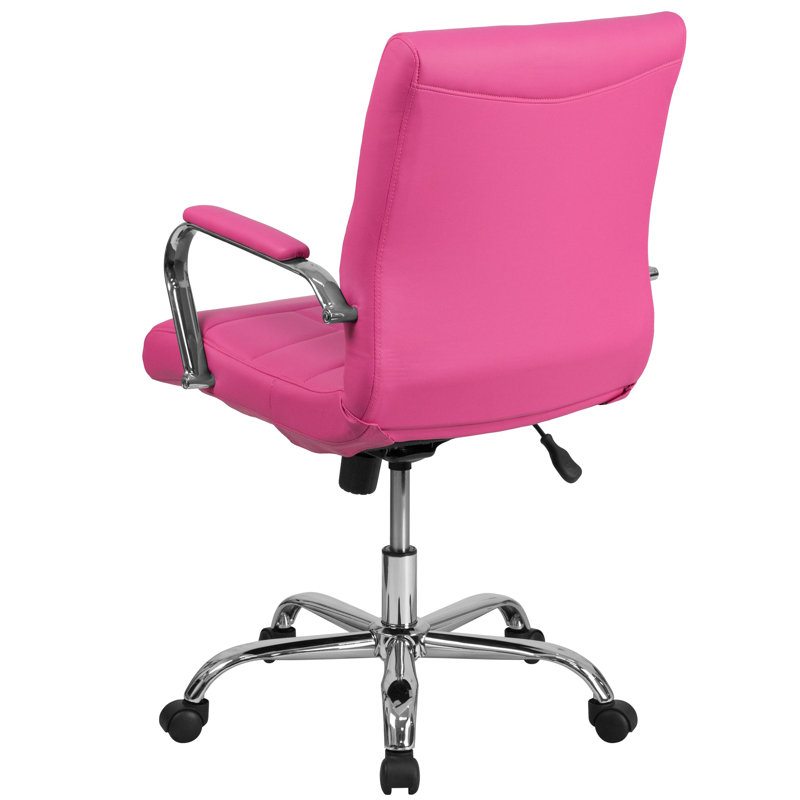 Vivian Mid-Back Pink Vinyl Swivel Executive Chair with Chrome Base