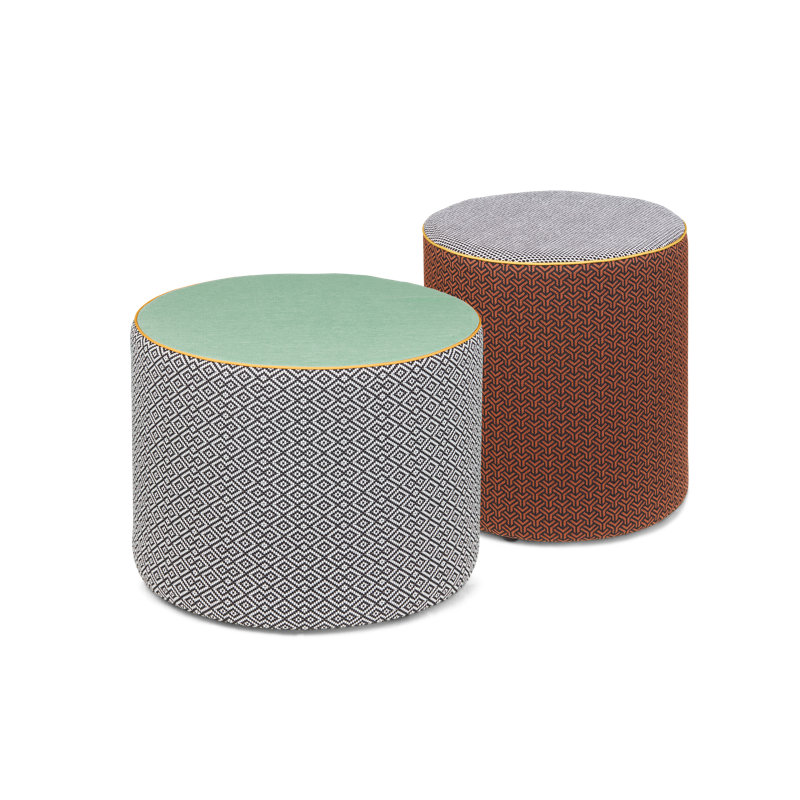 Calybabu Outdoor Pouf, Red/Black Geometric
