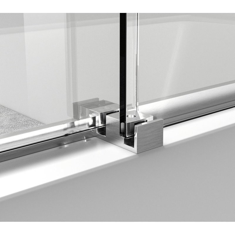 60'' - W x 60'' H Double Added Door Frameless Tub Door with, Nickel