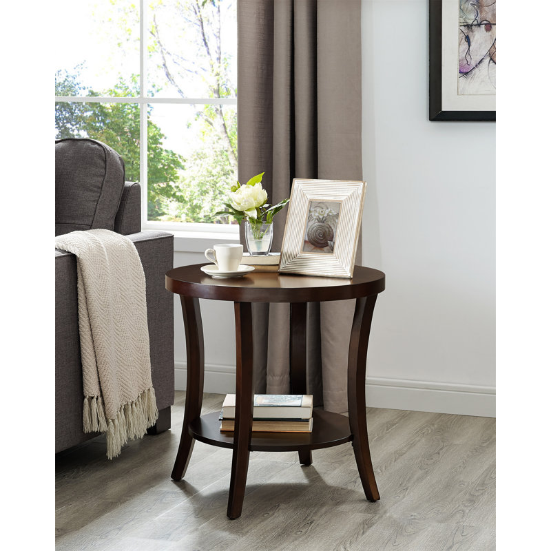Espresso Poplar Wood 3-Piece Oval and Round Coffee Table Set