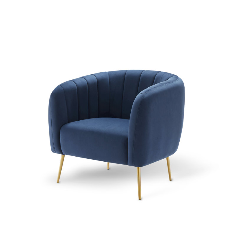 Fauteuil demi-tonneau Samouri, Velours bleu marine