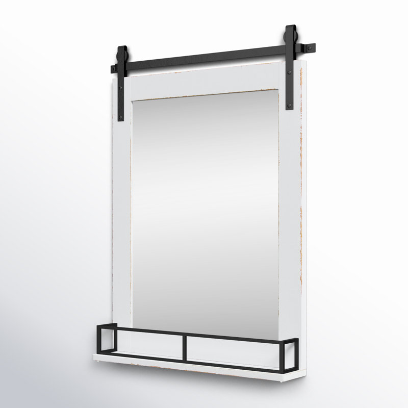 Dayanah Wood Mirror with Shelves, White