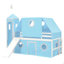 Lit mezzanine simple avec glissoire, tente et tour bleues-130611580