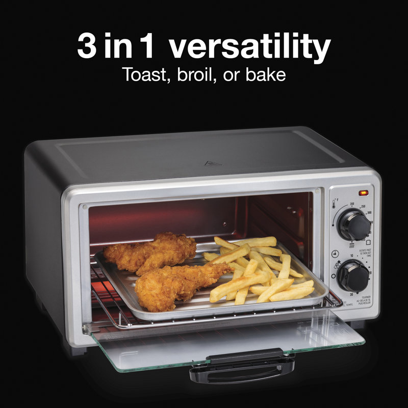 Proctor Silex Black and Silver 4-Slice Toaster Oven Broiler