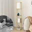 Floor Lamp with 3 Layers Wooden Shelves, Modern 160cm Standing Light Reading Lamp for Living Room-690578466