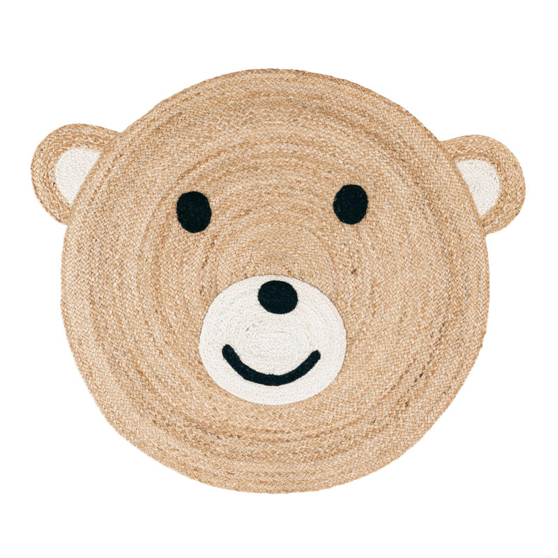 Kids Braided Jute Novelty Abstract Handmade Jute / Sisal Rug, Novelty 4'1" x 4'1"