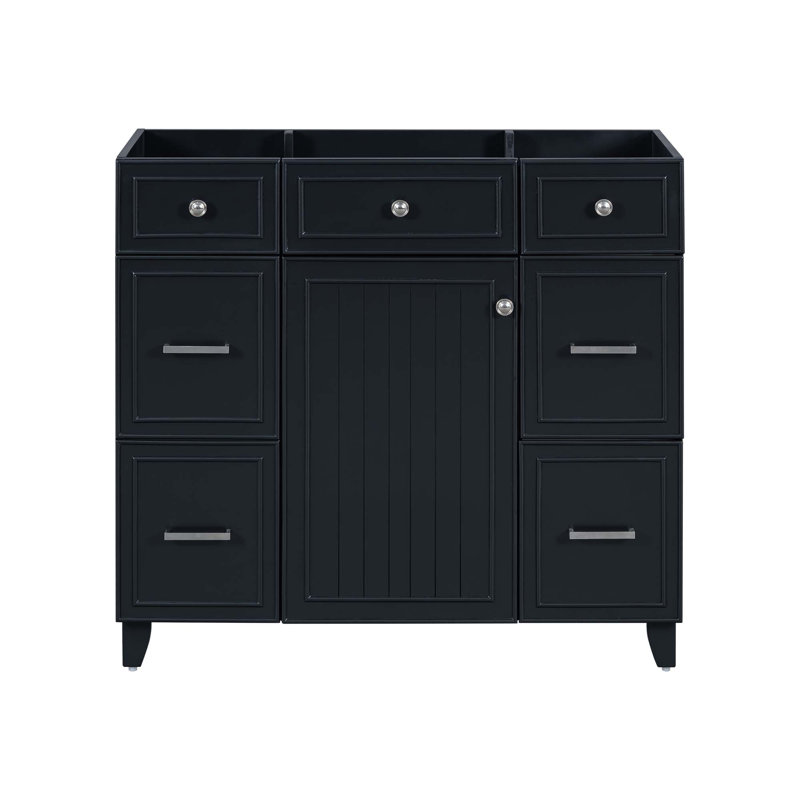 Meuble-lavabo 36 po sans lavabo, Noir, noir, noir, noir, Argent argent