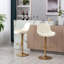 Tabouret de bar chromé à hauteur réglable en velours et repose-pieds chromé, ensemble de 2-711548171-711548168