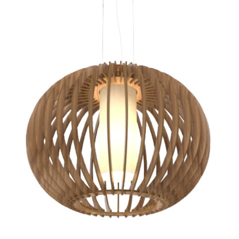Lustre sphérique unique à 1 lumière, H 14,57 po x l 18,9 po x P 18,9 po, Noyer américain