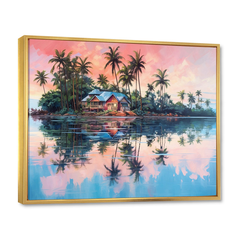 Impression sur toile Seaside Magic, 12" H x 20" W, Cadre flottant doré