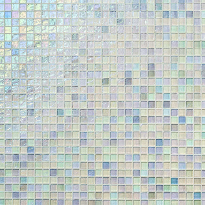 Splash 1X1 Polished Glass Mosaic Tile, Glacier White
