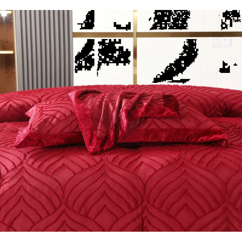 Microfiber Bedspread with Pillow Shams Included, Red