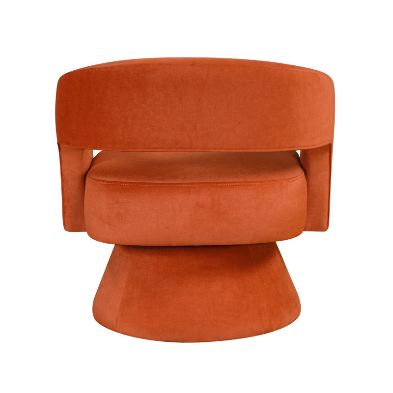 Chaise d'appoint pivotante Lessa, base ronde, coussin en mousse souple, Orange