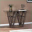 Table basse rustique en bois récupéré avec plateau en verre pour salon, présentoir fonctionnel et multi-pièces