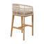 Ensemble de 2 tabourets de bar d'extérieur en bois et bois fini teck avec coussin beige