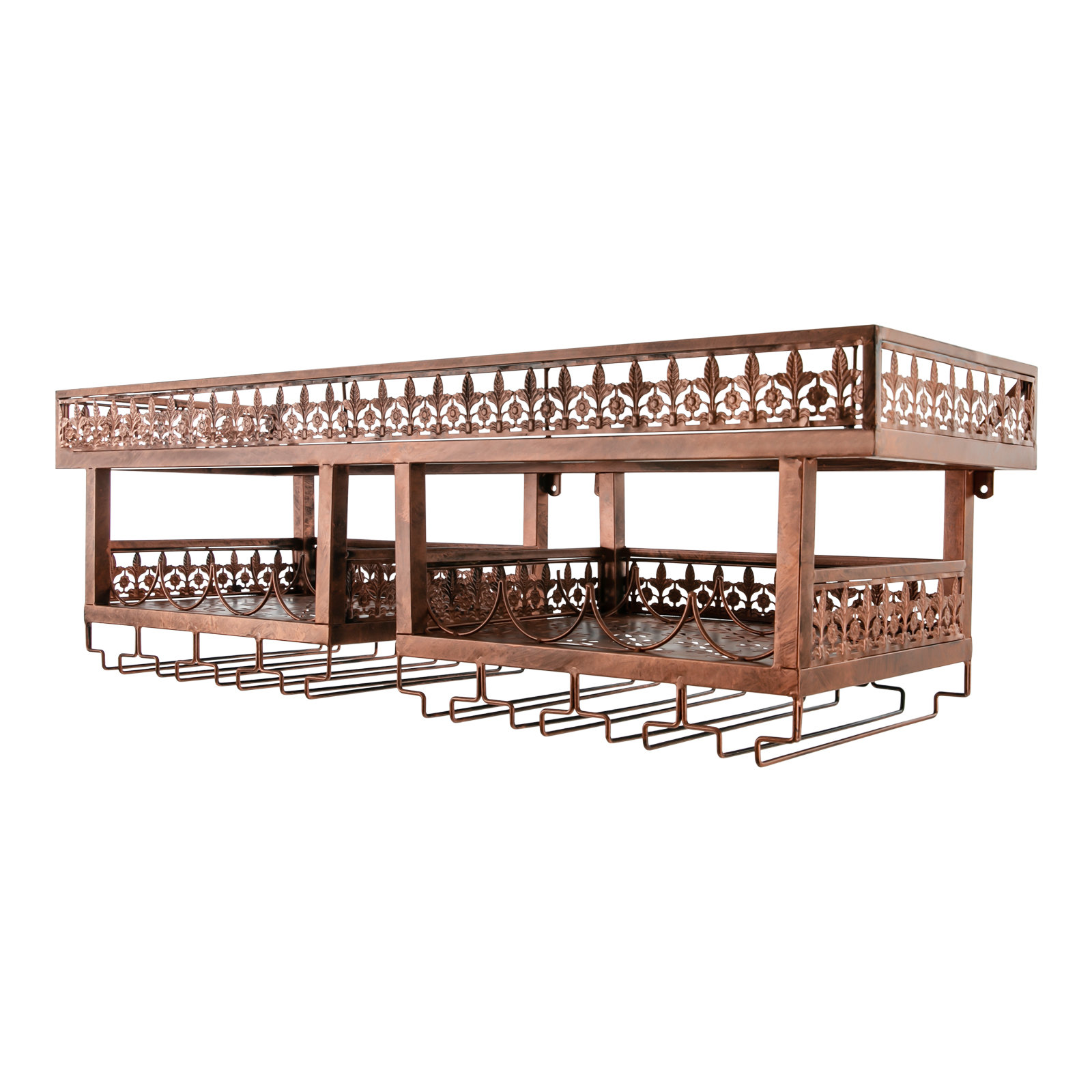 Red Barrel Studio® 2-Layer Industrial Vintage Metal Wall Mounted Wine Rack & Reviews | Wayfair