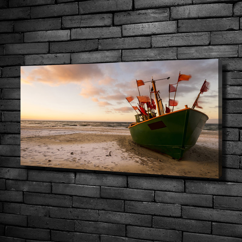 Fishing Boat Beach - Wrapped Canvas Print