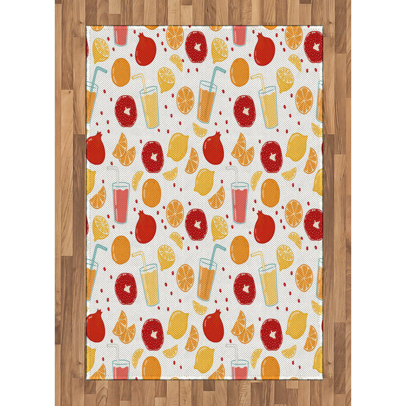 Orange High Density Long Fiber Poly Threads Decorative Area Rug Carpet, Rectangle 4' x 5'8"