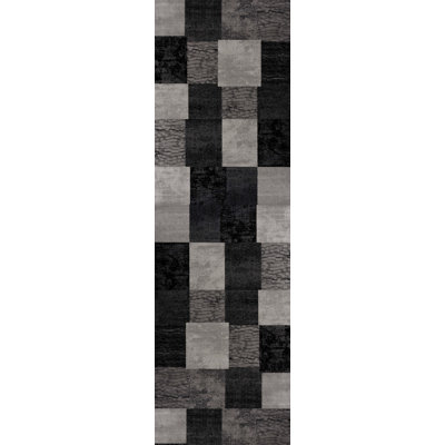 Rug Branch Montage Collection Modern Abstract Runner Area Rug (2X12 Feet) Abstract - 2'3" X 12', Grey