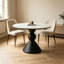 Table de salle à manger ronde, plateau de table en pierre frittée avec socle en bois massif, table de salle à manger de cuisine pour la salle à manger 