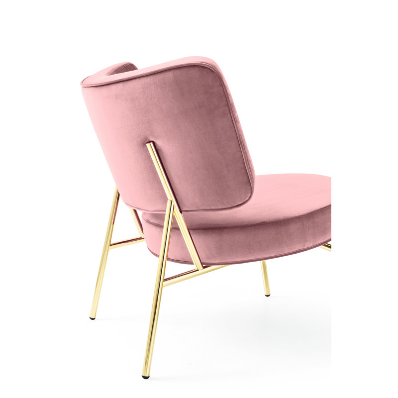Coco Lounge Chair, Gray Velvet, Polished Brass