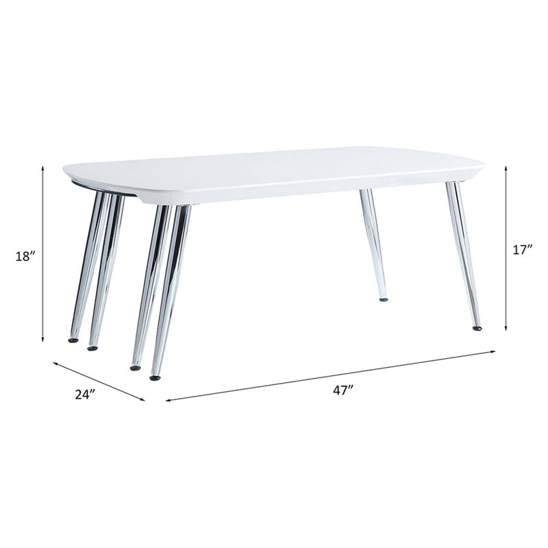 Table basse Patina, finition blanche et chrome