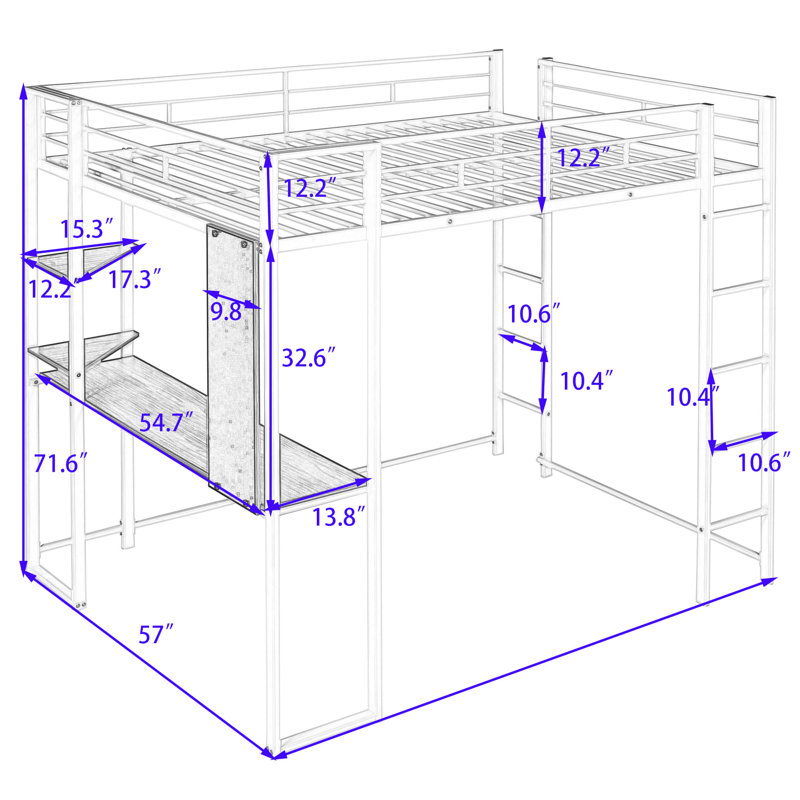 Waukee Kids Full Loft Bed, Black
