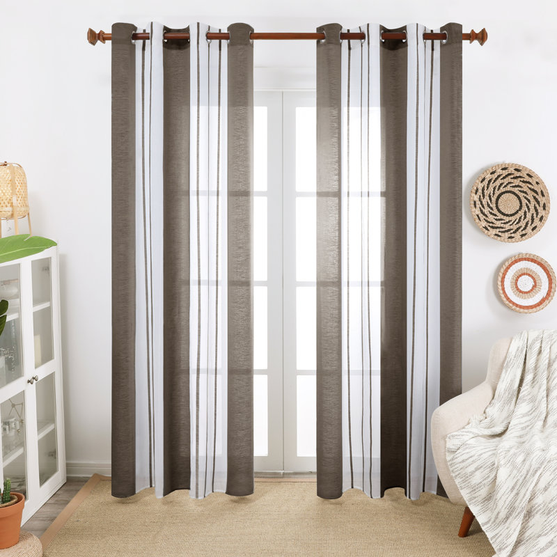Dearious Sheer Curtain Pair, Width 140 x Drop 229 cm, Brown
