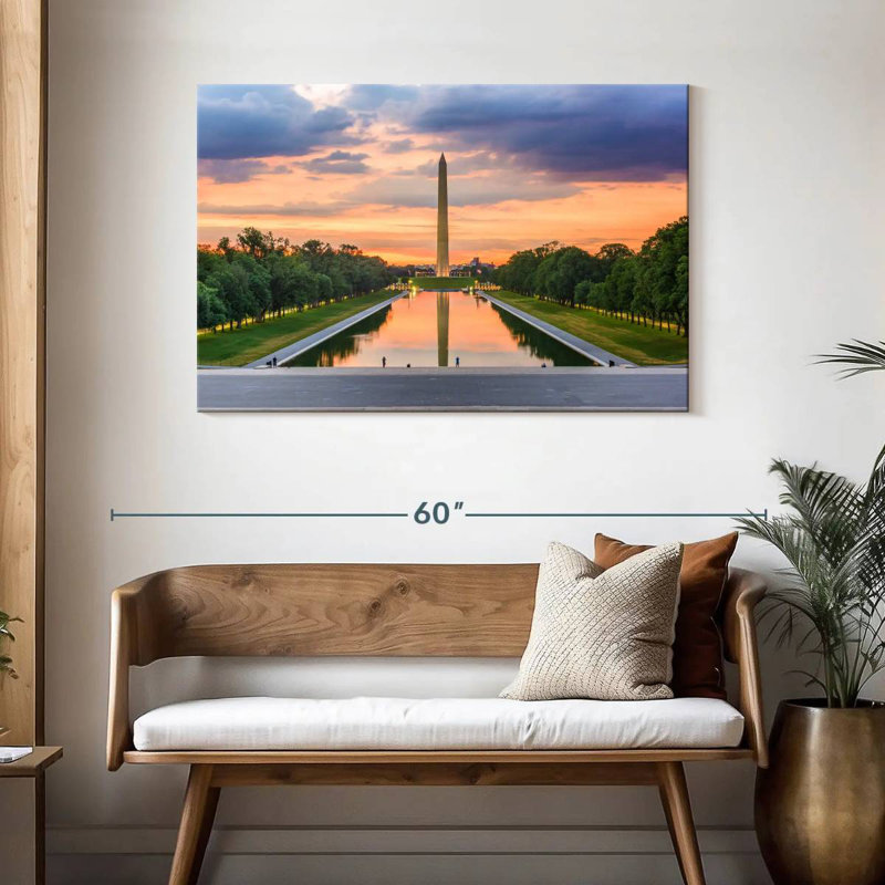 Monument de Washington au coucher du soleil, H 30 po x l 45 po