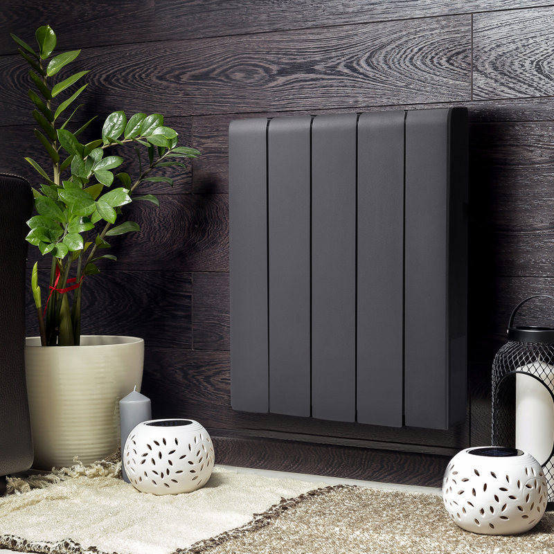 Symple Stuff 5120 BTU Electric Panel Space Heater with Adjustable Thermostat, 58cm H x 44.5cm W x 5.8cm D, Black, 1000W