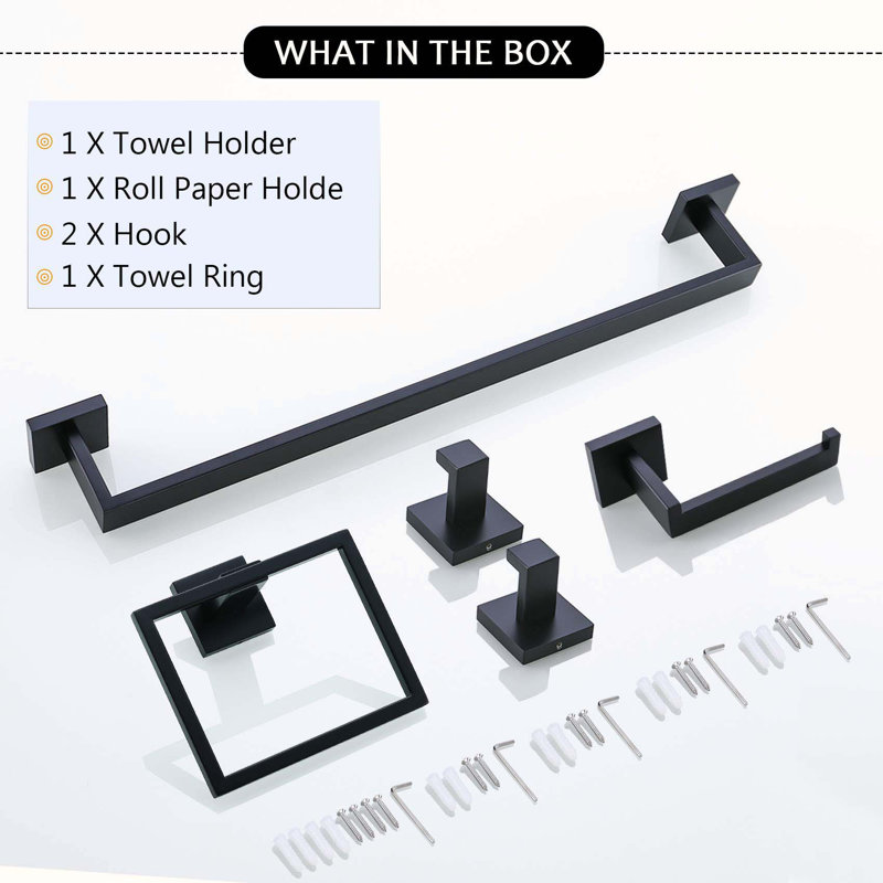 5 - Piece Bathroom Hardware Set, Matte Black