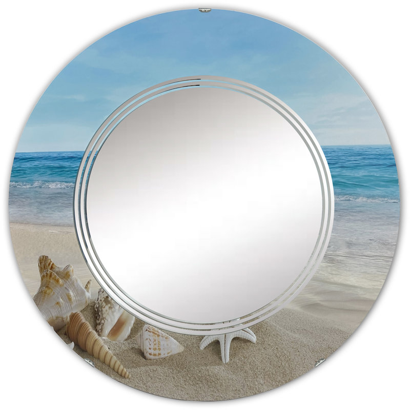 Miroir mural Tropical Beach Shells, nautique et bord de mer, 32 po x 32 po