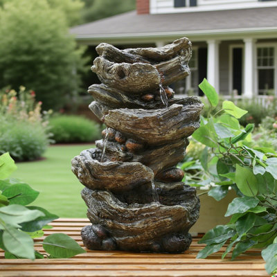 Fontaine en résine Zinn avec lumière