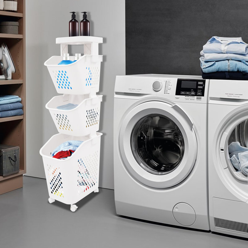 Multi-layer Laundry Basket With Wheels, 38" H x 8.30" W x 15.10" D