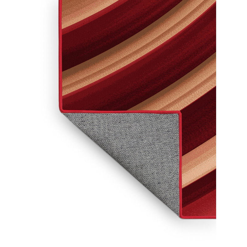 Tapis rouge chic et luxueux en velours rouge lavable à la machine Oweda, 7 x 9