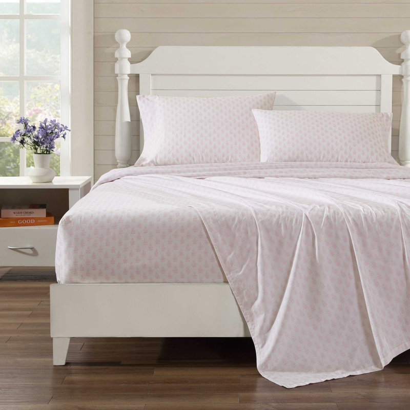 Laura Ashley Annabella Solid White Cotton Pole Top Window Valance, Ensemble de draps pour grand lit avec deux taies d