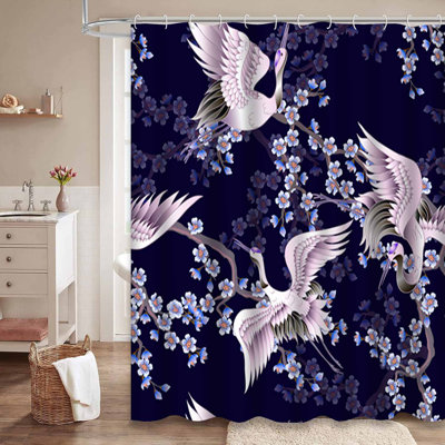 Rideau de douche imperméable à l'eau avec 12 crochets Sakura